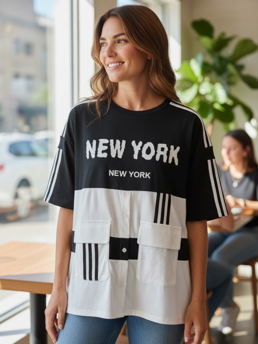 Lizette Collection NYC Graphic Tunic Top Size Medium. NEW WITHOUT TAGS!!!!